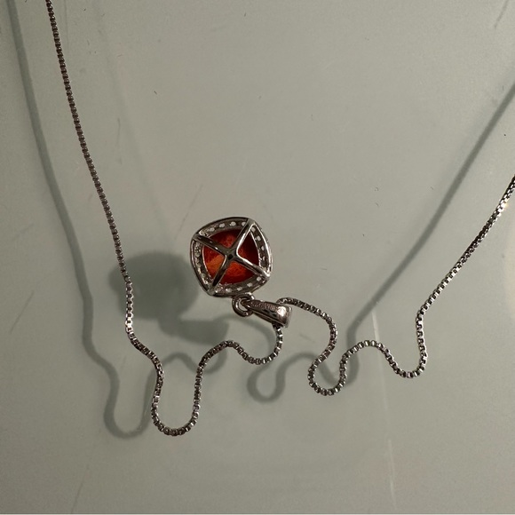 NWOT Ross-Simons Coral Pendant with .20 ct. t.w. White Topaz in Sterling Silver - Picture 4 of 8